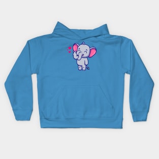 Cute Elephant With love Sign Hand Cartoon Kids Hoodie